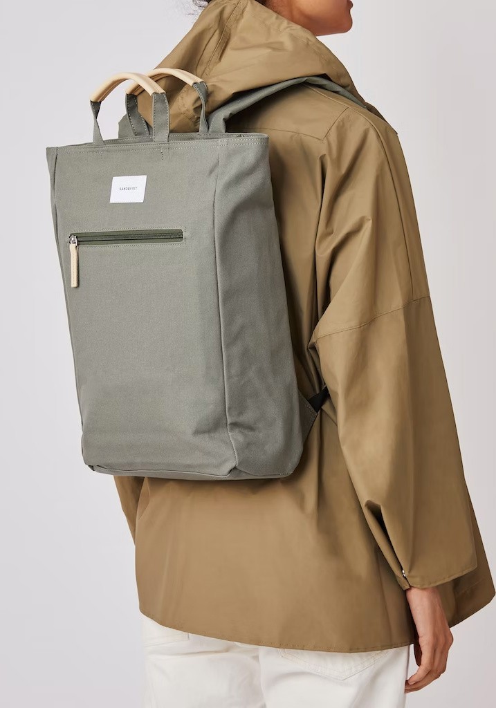 Rucksack Sandqvist Tony Dusty Green with Natural Leather