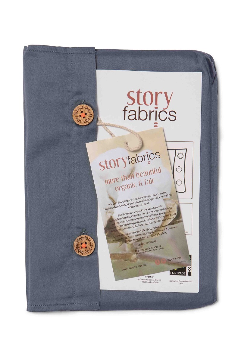 Kissenbezug mit Kokosknöpfen Storyfabrics Taubenblau