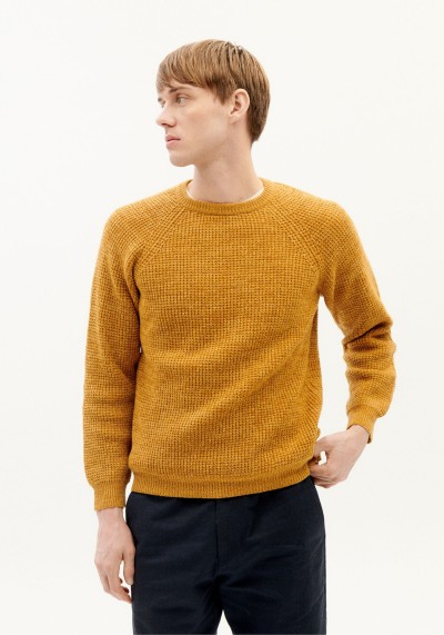Strickpullover Thinking Mu Anteros Knitted Sweater Mustard