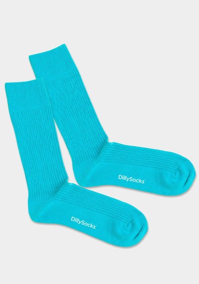 Socken Ribbed Shiny Turquoise