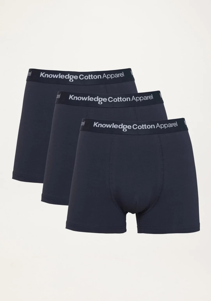 Knowledge Cotton Apparel - 3er-Pack Boxershorts Total Eclipse