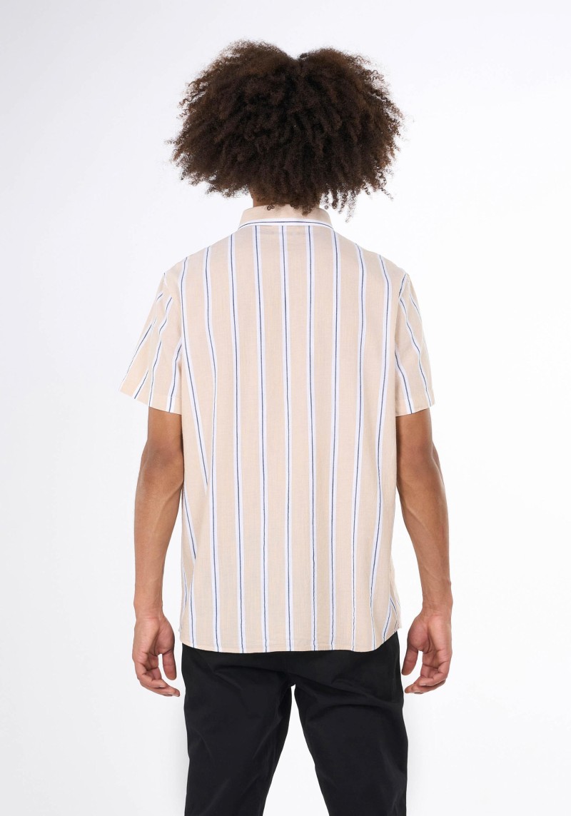 Knowledge Cotton Apparel - Kurzarmhemd Relaxed Fit Striped Safari