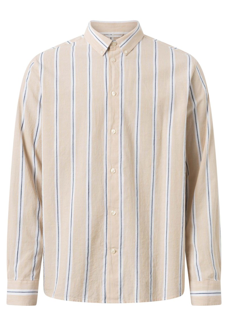 Knowledge Cotton Apparel - Langarmhemd Relaxed Fit Striped Safari