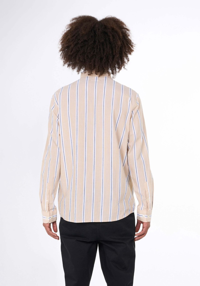 Knowledge Cotton Apparel - Langarmhemd Relaxed Fit Striped Safari