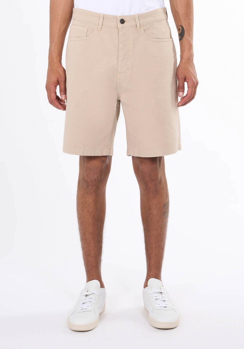 Knowledge Cotton Apparel - Twill-Shorts Loose Canvas Light Feather Gray