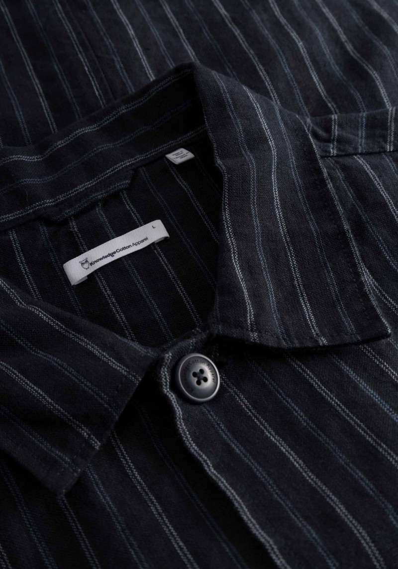 Knowledge Cotton Apparel - Overshirt-Langarmhemd Striped Navy
