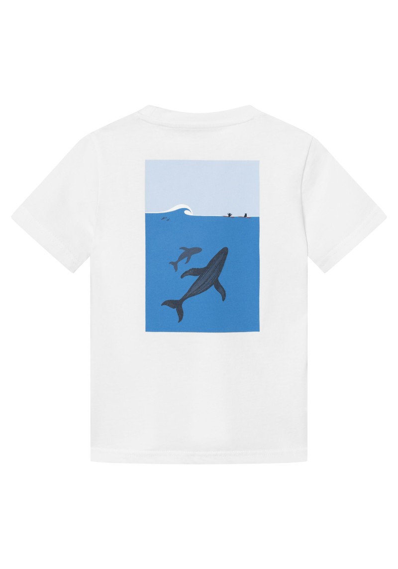 Knowledge Cotton Apparel - Kinder-T-Shirt Whale Print Bright White
