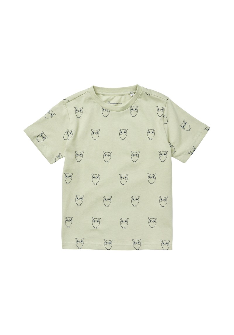 Knowledge Cotton Apparel - Kinder-T-Shirt Owl AOP Swamp