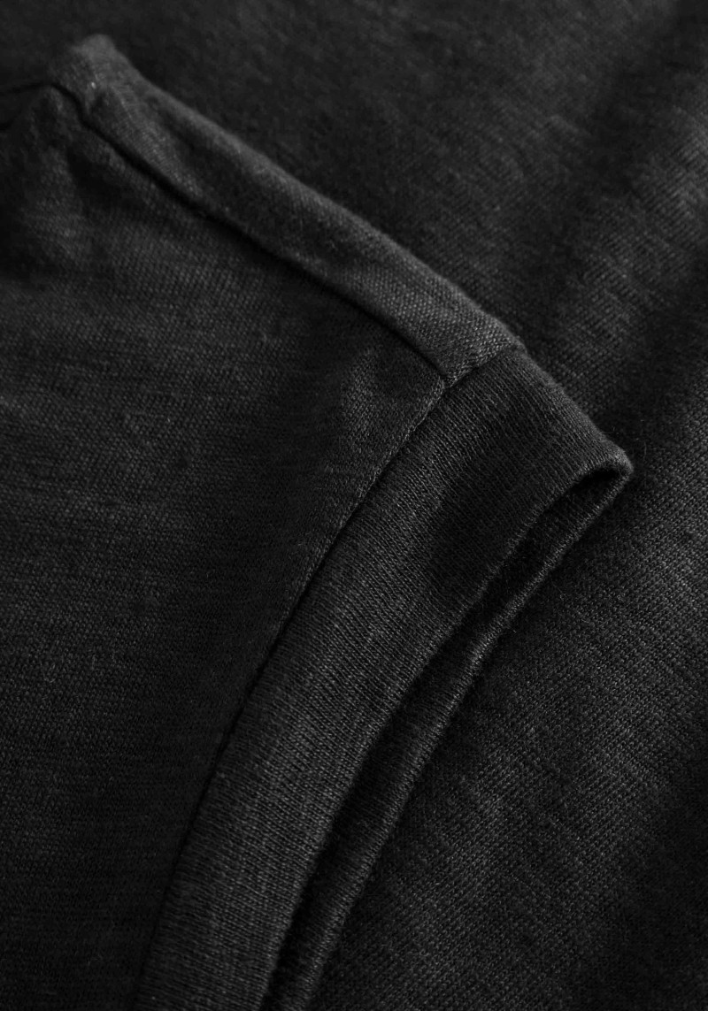 Knowledge Cotton Apparel - Leinen-T-Shirt Loose Fold Up Black Jet