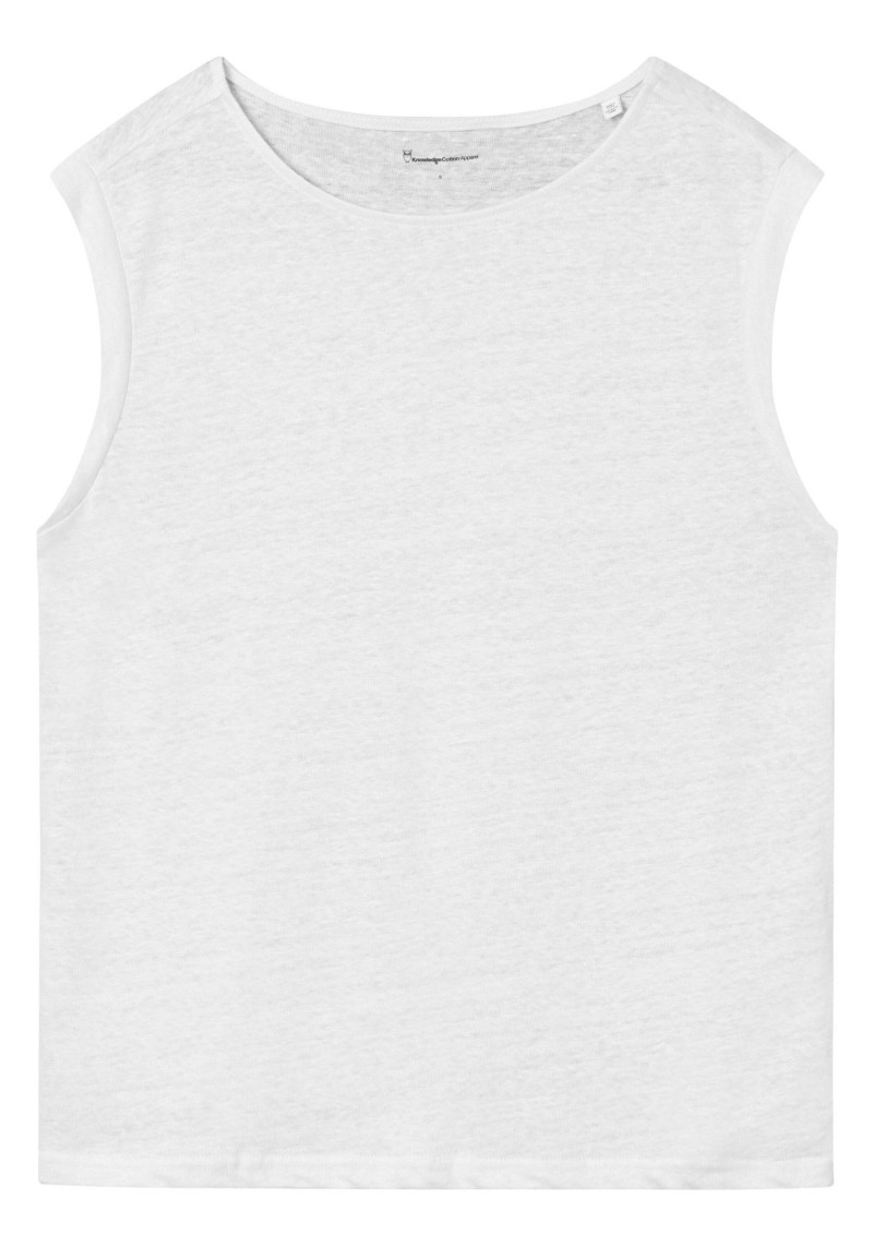 Knowledge Cotton Apparel - Leinen-T-Shirt Loose Fold Up Bright White