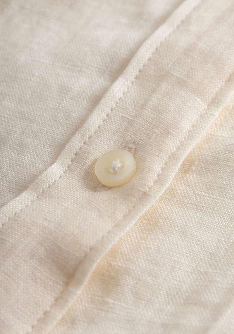Knowledge Cotton Apparel - Hemdbluse Aster Fold Up SS Linen Shirt Buttercream