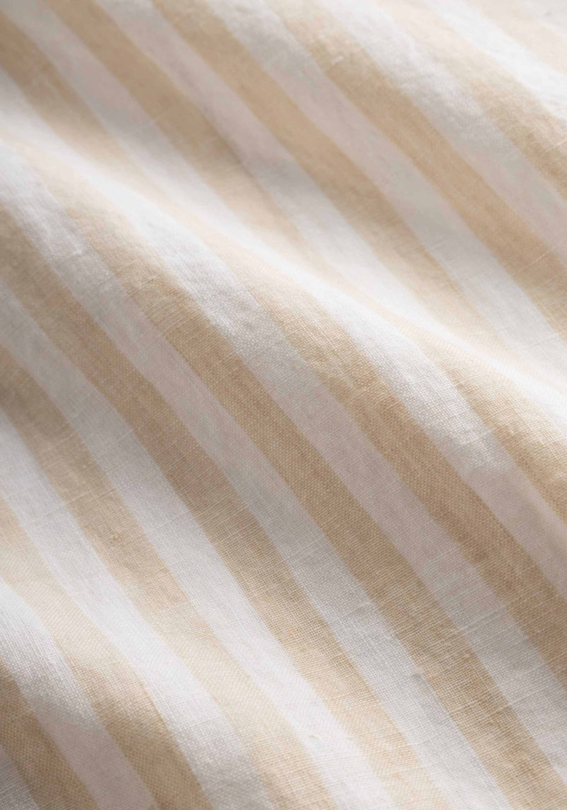 Knowledge Cotton Apparel - Leinen-Hemdbluse A-Shape Loose Striped Safari