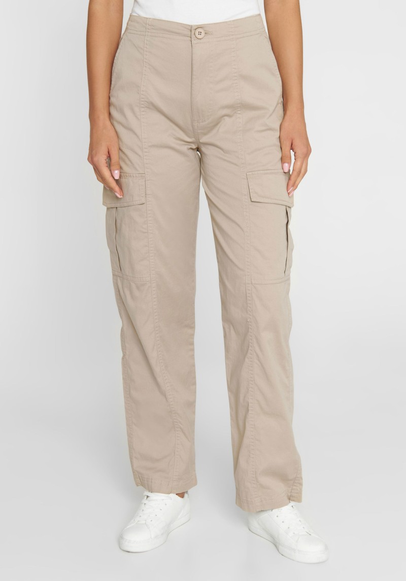 Knowledge Cotton Apparel - Damenhose Cargo Twill Pants Light Feather Gray