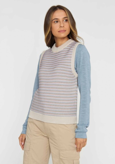 Strickweste Relaxed Fit Cotton Knit Vest Stripe