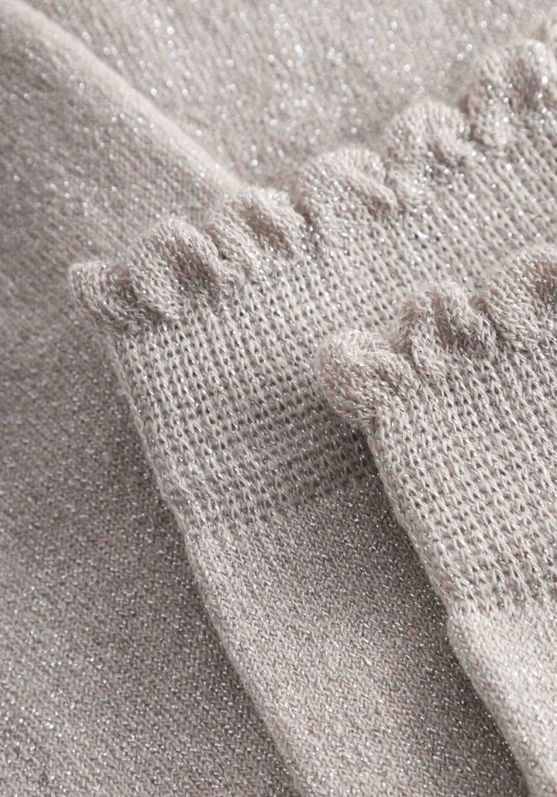 Knowledge Cotton Apparel - Socken Scallop Rib Edge Glitter Light Feather Gray