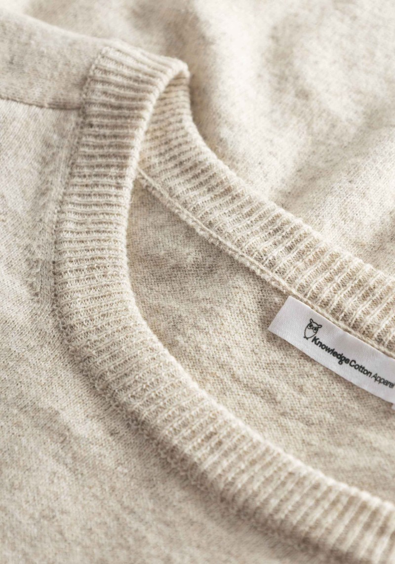 Knowledge Cotton Apparel - Strickpullover Hemp Mix O-Neck Single Knit Light Feather Gray