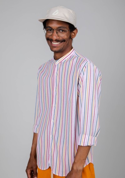 Hemd Rainbow Regular Mao Shirt White