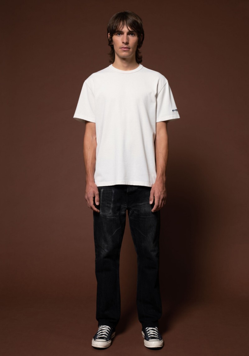 Nudie Jeans - T-Shirt Rebirth Tee Pin Offwhite