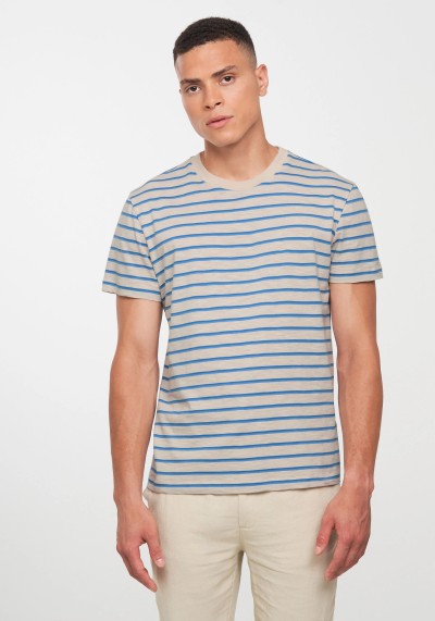 T-Shirt Cacao Stripes Water Blue