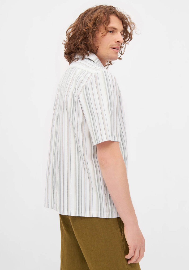 Givn Berlin - Hemd Luca Shirt Stripes Olive Green/Beige