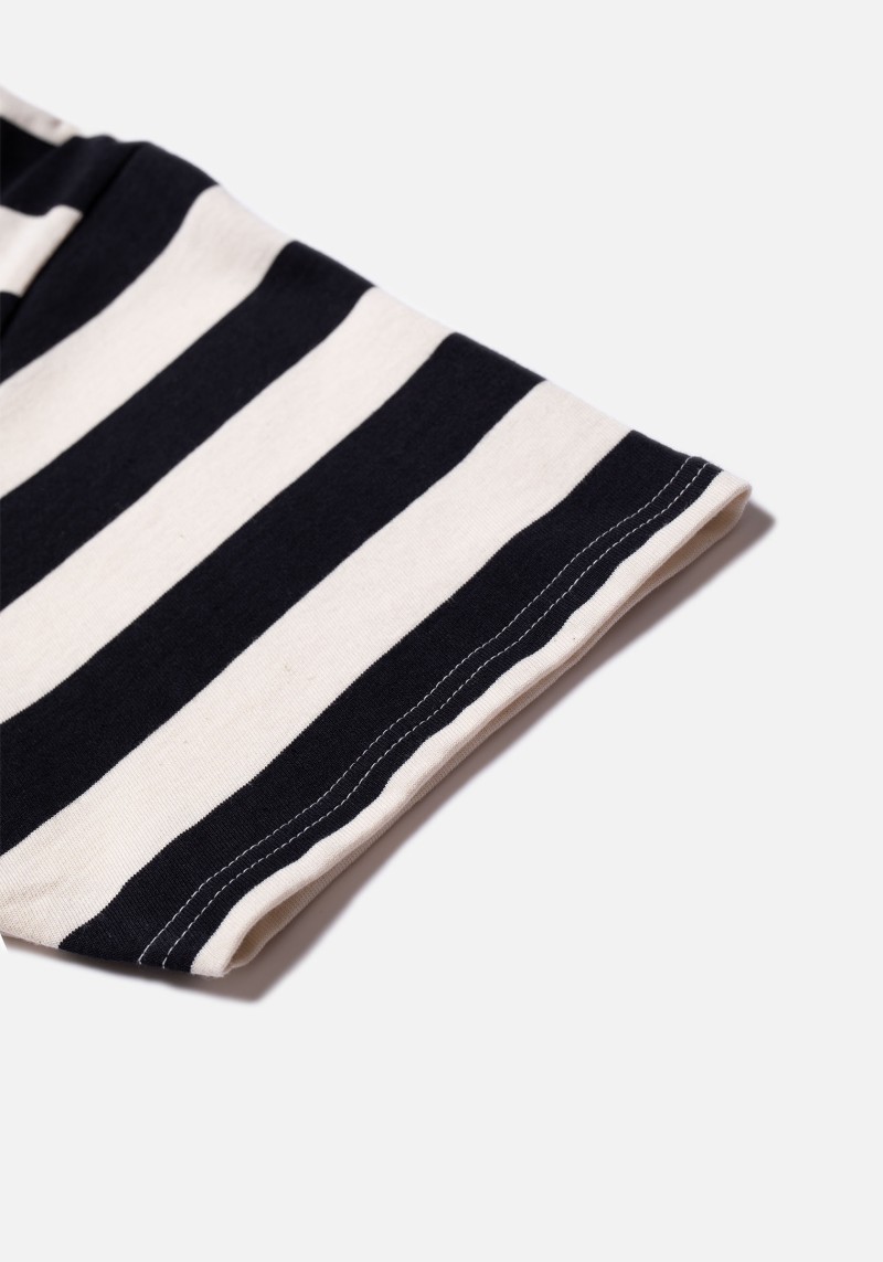 T-Shirt Uno Block Stripe Offwhite/Black