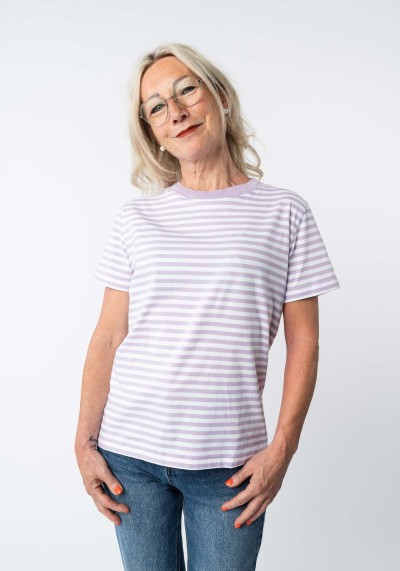 T-Shirt Khira Stripes Lilac/Weiss