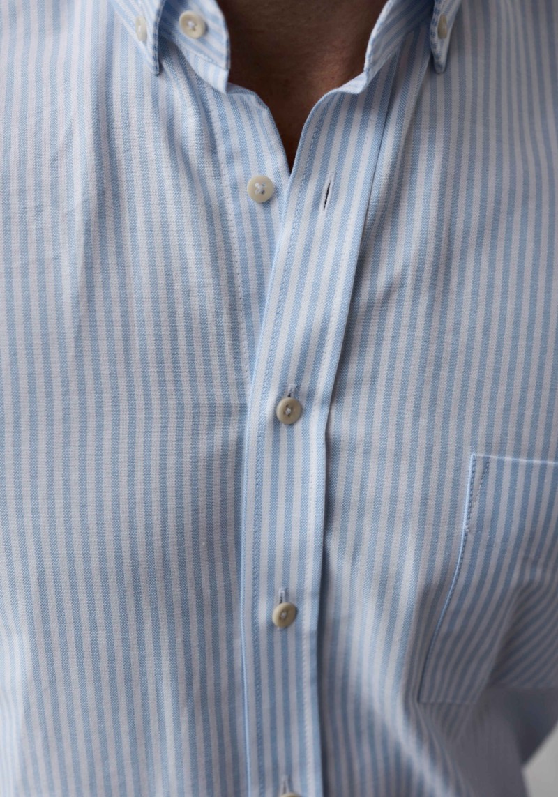 Carpasus - Casual Herren-Hemd Oxford Stripes White Blue