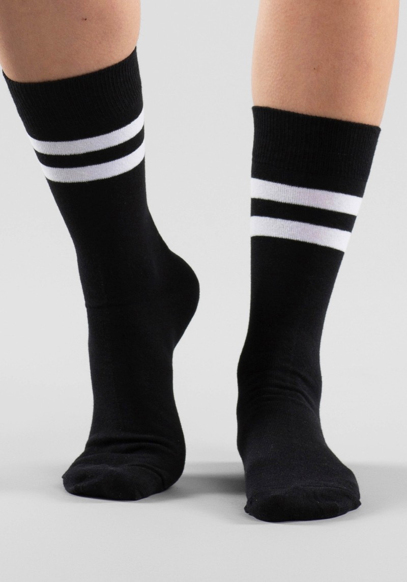 Dedicated - Socken Sigtuna Double Stripes Black