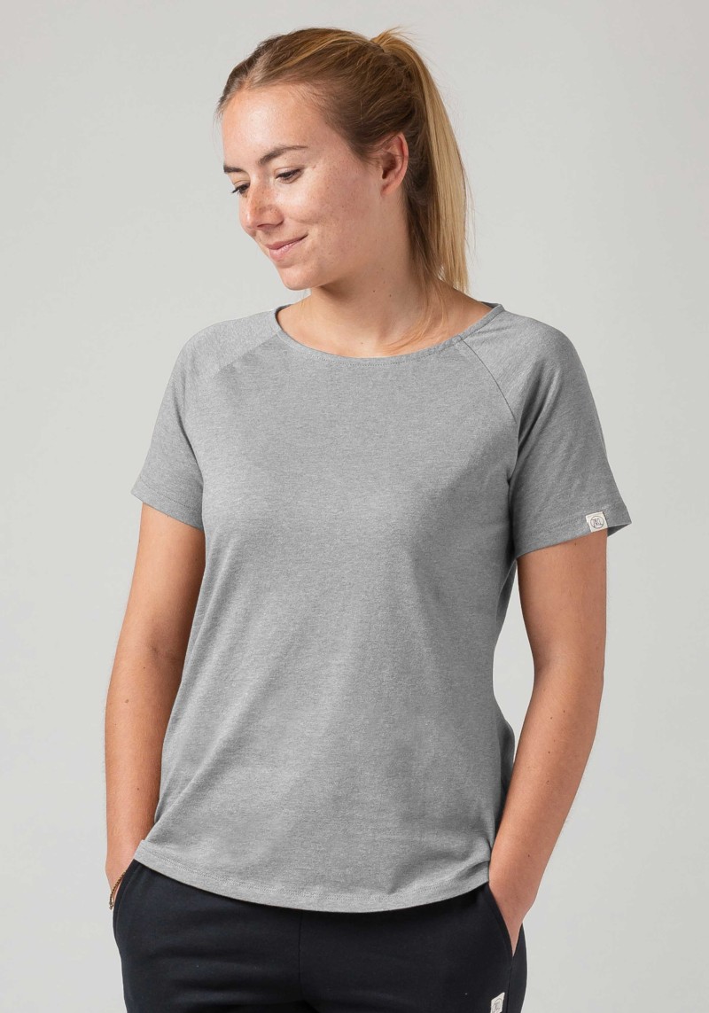 WE ARE ZRCL - Damen Raglan T-Shirt Basic Melange Stone Grey