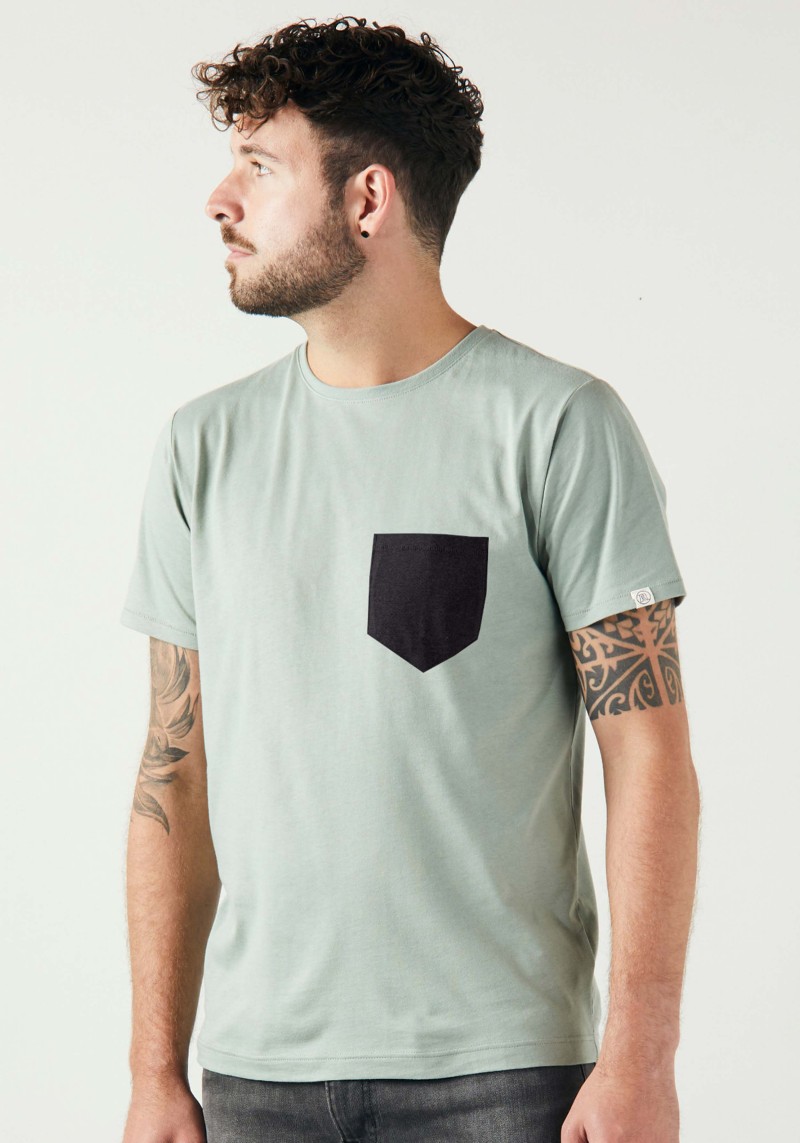 Herren-T-Shirt Pocket Light Green/Black