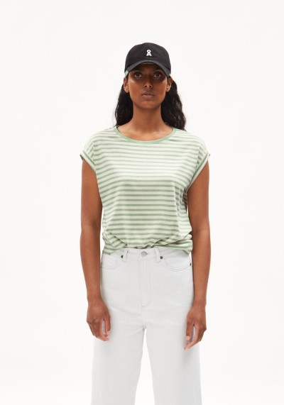 T-Shirt Jilaana Stripes Smith Green-Oatmilk