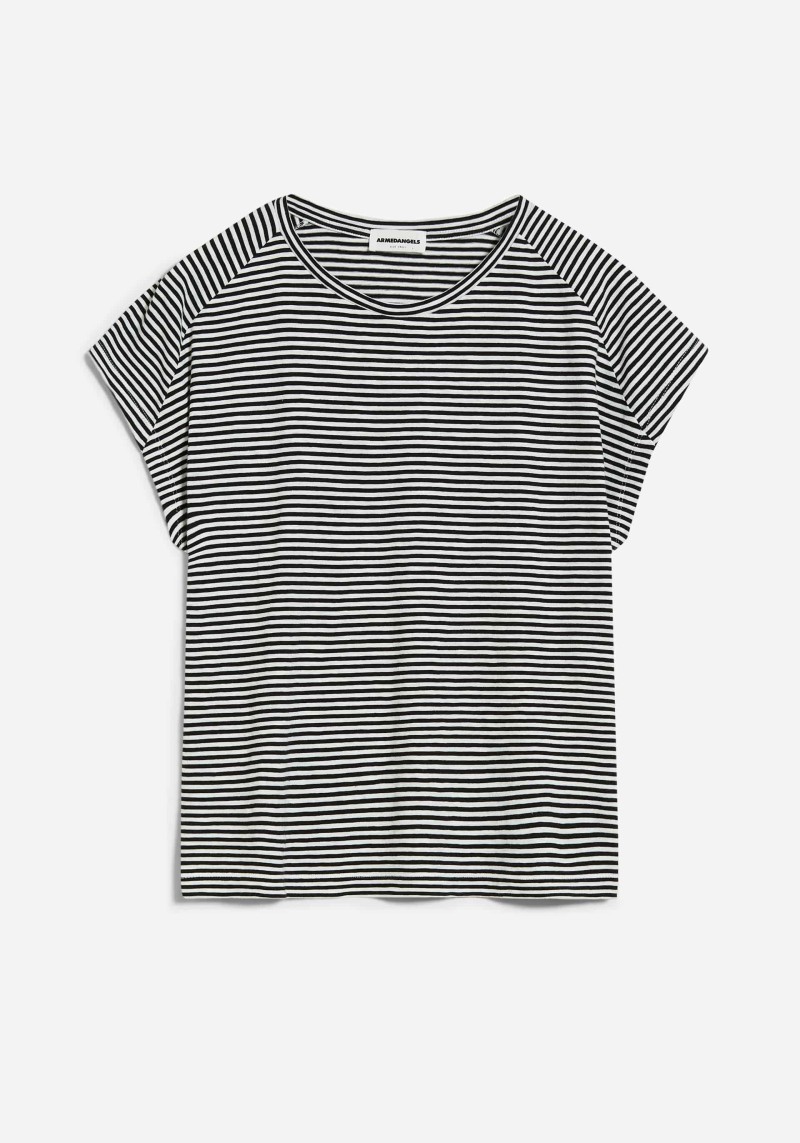 T-Shirt Oneliaa Lovely Stripes Black-Oatmilk