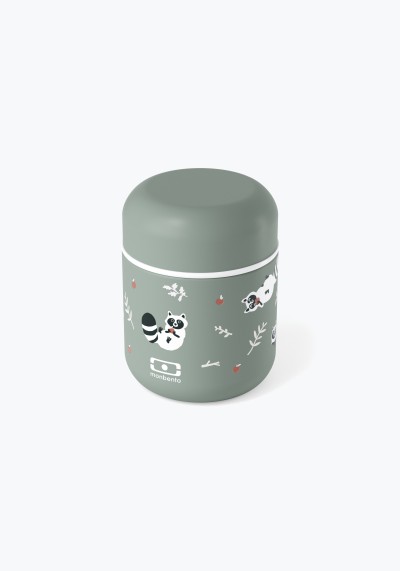Small Insulated Kinder-Lunchbox Capsule Green Raccoon