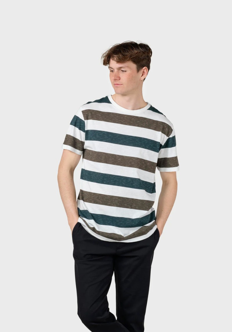 T-Shirt George Tee Olive/Moss Green Stripes