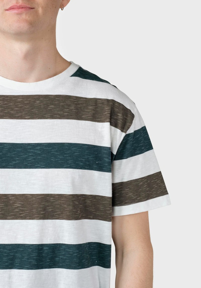 T-Shirt George Tee Olive/Moss Green Stripes