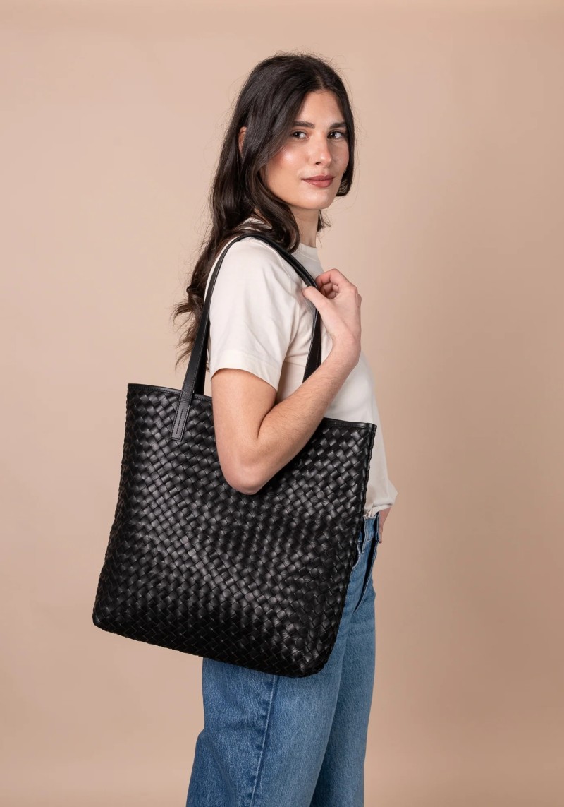 Leder-Shopper Georgia Woven Classic Leather Black