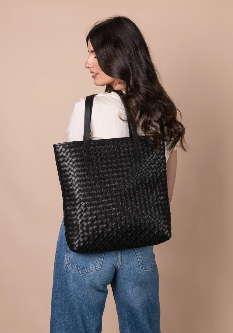 Leder-Shopper Georgia Woven Classic Leather Black