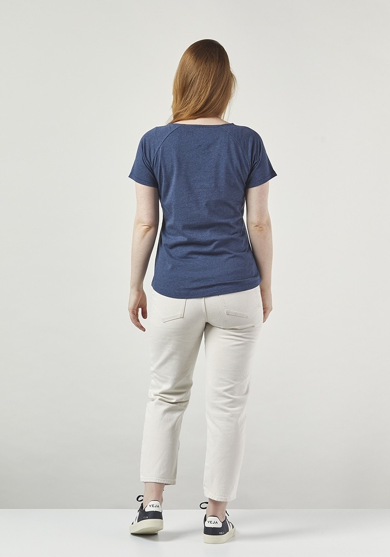 Damen Raglan T-Shirt Basic Blue Stone