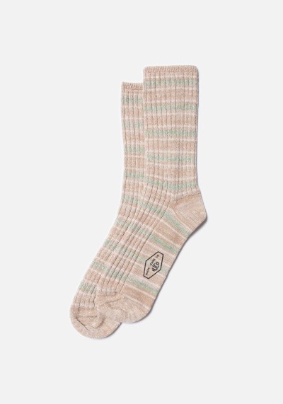 Socken Chunky Sock Allover Stripe W Beigemelange