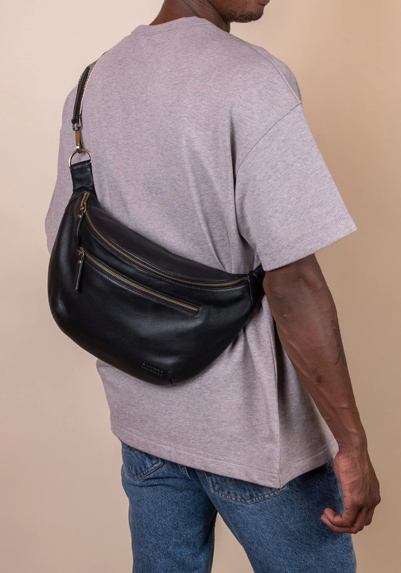 Hip Bag Drew Maxi Bum Bag Soft Grain Leather Black