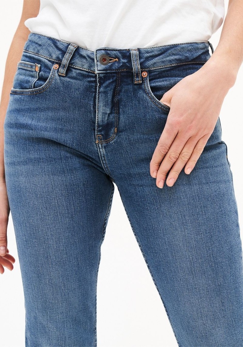 Damen-Jeans Sara Straight Worn Indigo