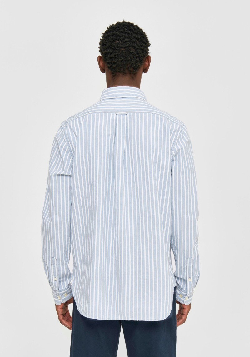Hemd Loose Fit Striped Slub Canvas Shirt Blue Stripe