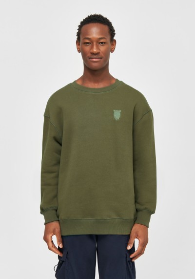 Sweatshirt w/Embroidery at Chest Dark Olive