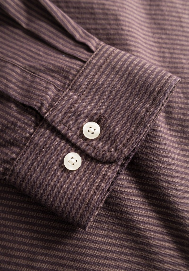 Oxford-Hemd Custom Tailored Fit Striped Brown Stripe