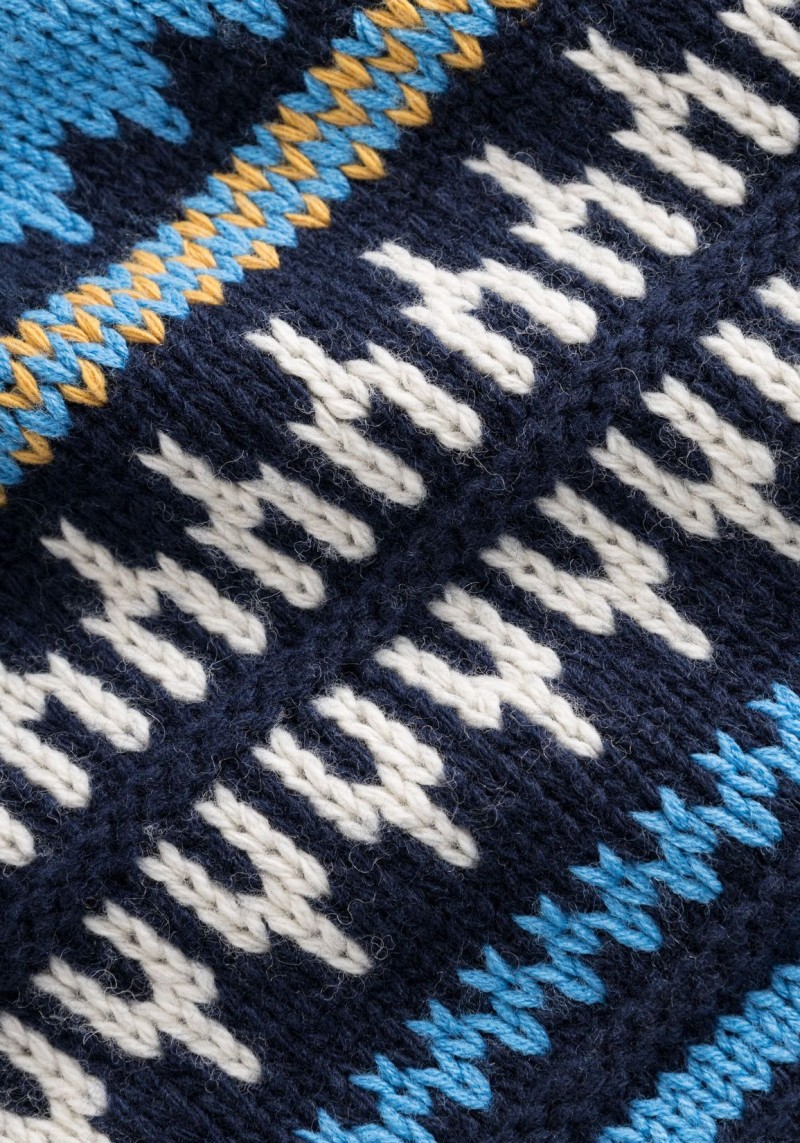 Strickpullover Knitted Pattern Crew Neck Blue Stripe