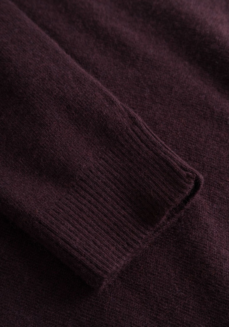 Strickpullover O-Neck Wool Knit Deep Mahogany