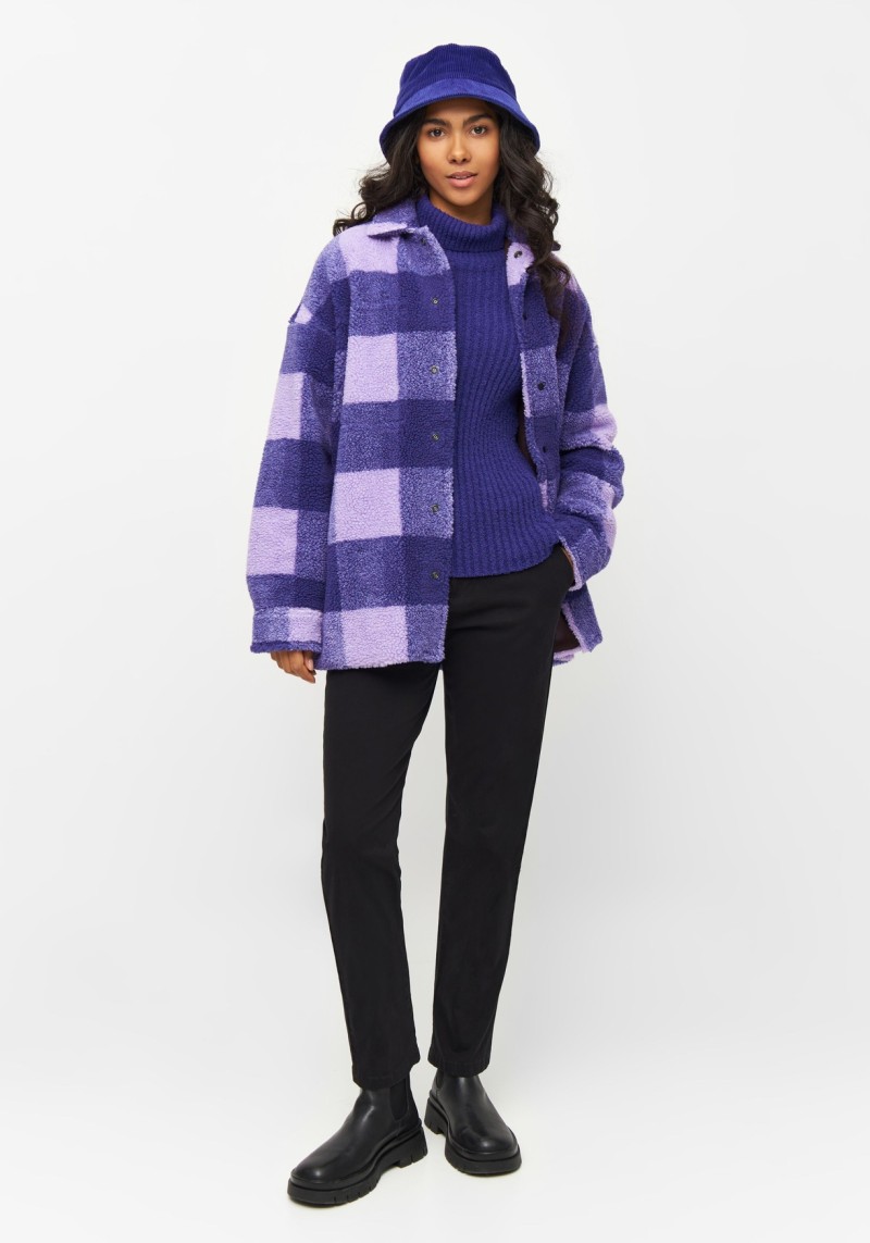 Overshirt Checked Teddy Violet Tulip