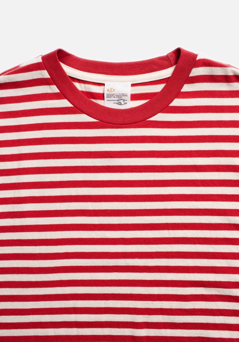 T-Shirt Leffe Breton Stripe Tee Offwhite/Red