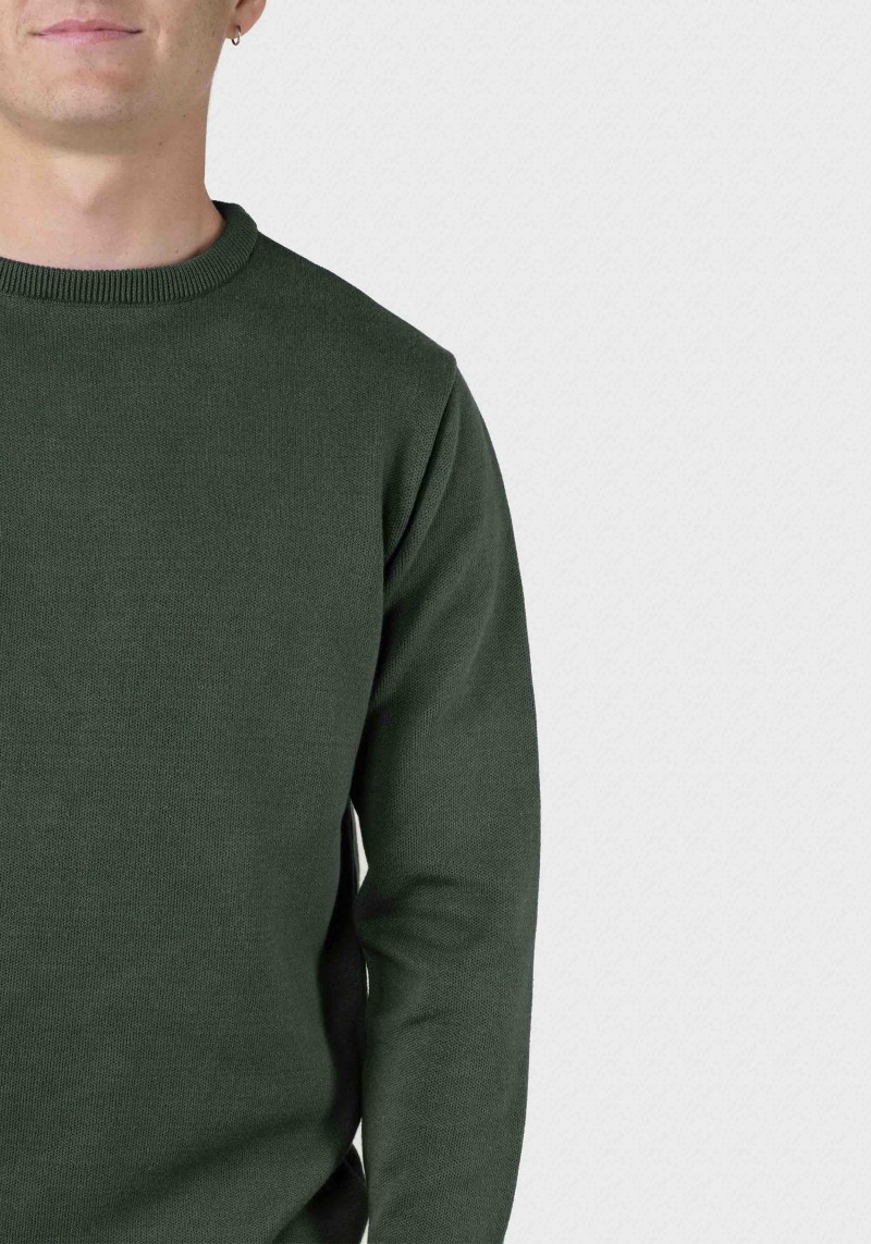 Klitmøller Collective - Strickpullover Mens Basic Cotton Knit Moss Green