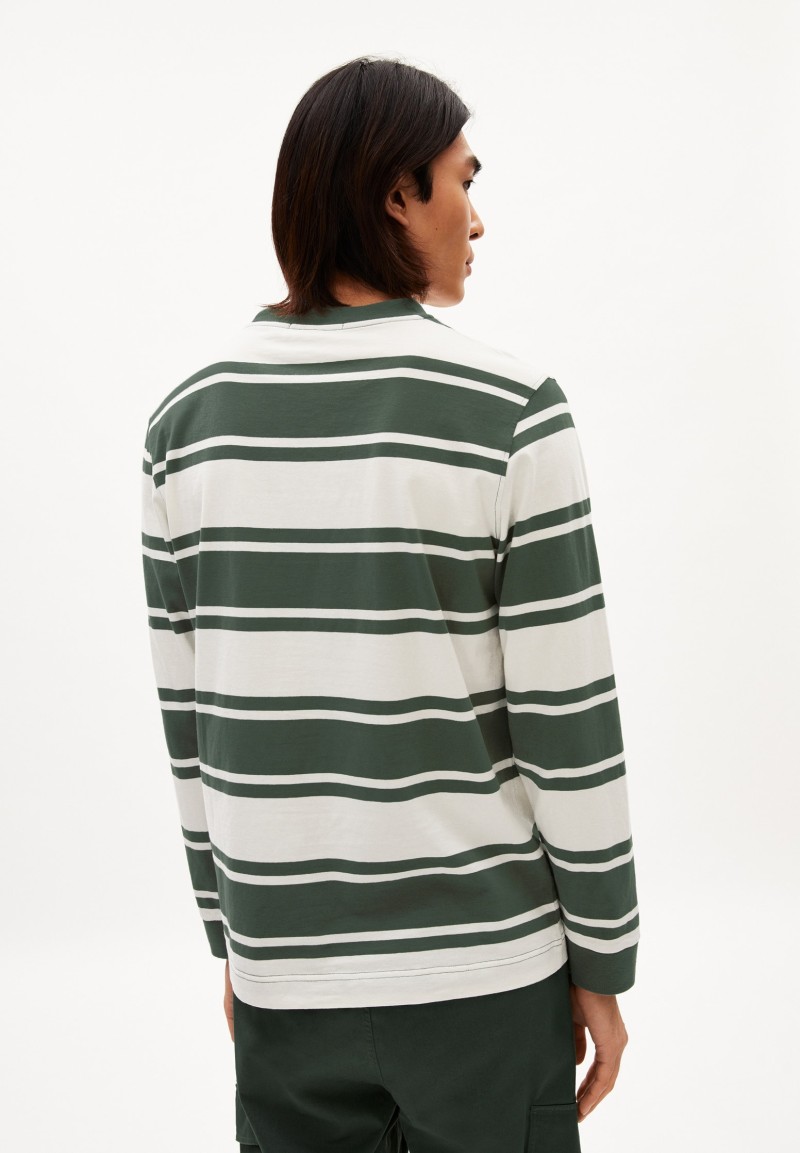 Longsleeve Joschkaa Stripes Boreal Green-Off White